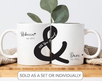 10th Year Wedding Anniversary Gift Couples Tenth Year Anniversary Personalised Mug Set Gift Mr And Mrs Mugs Anniversary Gift Tin Anniversary