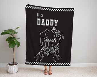 Personalised Dad Blanket Custom Daddy Fist Bump Blanket First Fathers Day Gift Customizable Kids Name Blanket Birthday Promoted Too Dad