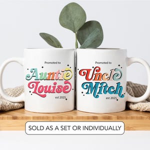 Custom Pregnancy Reveal Mug for New Aunt and Uncle Pregnancy Announcement Aunt and Uncle  New Auntie New Uncle Mug Set New Uncle Aunt Gift