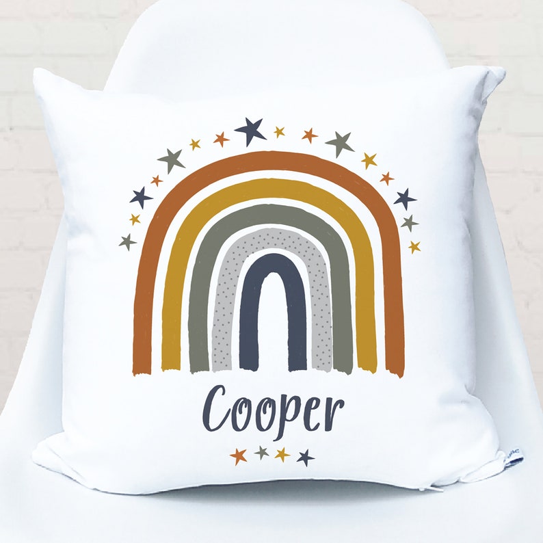Earthy Rainbow Personalised Cushion Earthy Nursery Cloud Nursery Natural Nursery Decor Earthy Nursery Cushion Neutral Nursery Decor