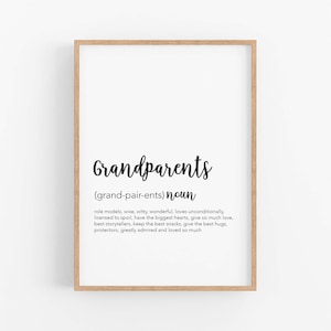 Grandparents Definition Printable, Gifts for Grandparents, Gifts From ...