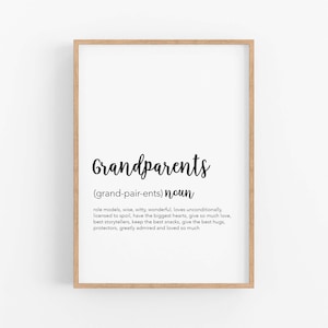 Grandparents Definition Printable, Gifts For Grandparents, Gifts from Grandkids, Printable Grandparent Christmas Gifts, Family Printables