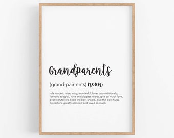 Grandparents Definition Printable, Gifts For Grandparents, Gifts from Grandkids, Printable Grandparent Christmas Gifts, Family Printables