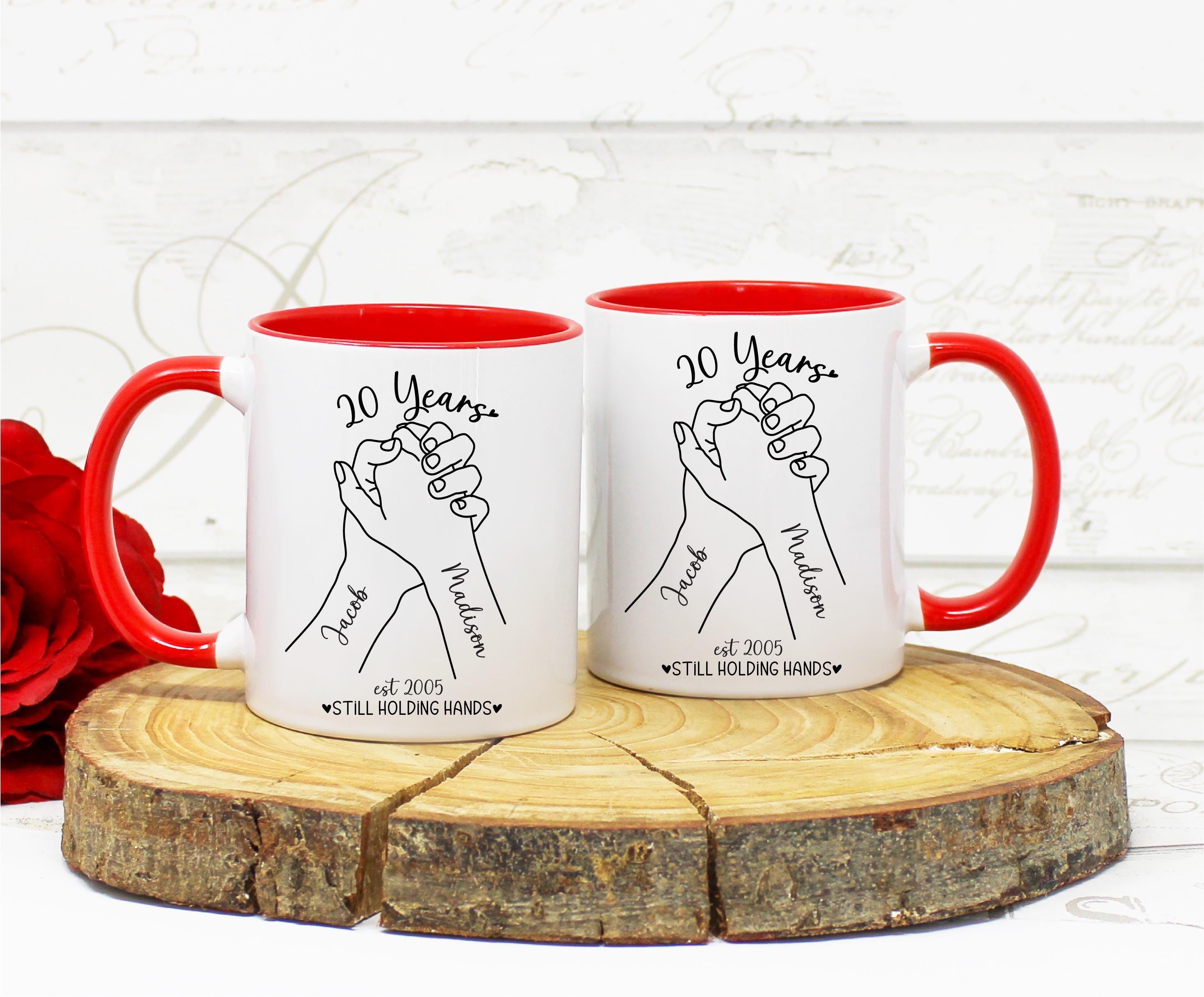 Regalo para el 20.º aniversario de bodas, juego de tazas personalizadas para el 20.º aniversario de bodas, tazas para el Sr. y la Sra., aniversario de porcelana. - México Regalo para el 20.º aniversario de bodas, juego de tazas personalizadas para el 20.º aniversario de bodas, tazas para el Sr. y la Sra., aniversario de porcelana. - México