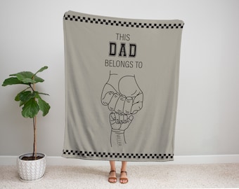 Personalised Dad Blanket Custom Daddy Fist Bump Blanket First Fathers Day Gift Customizable Kids Name Blanket Birthday Promoted Too Dad