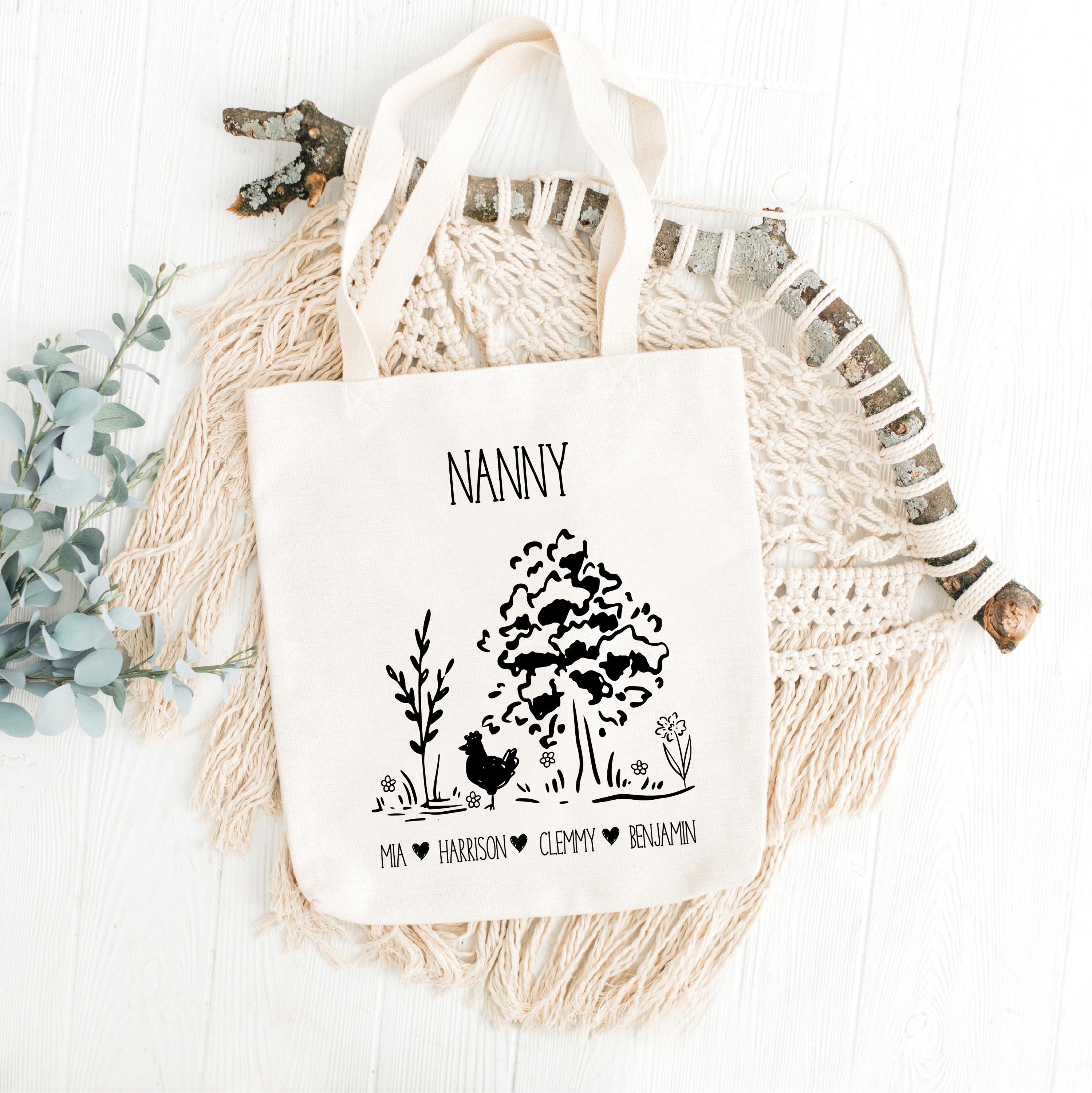 Personalised Grandma Tote Bag With Grandkids Names Custom Grandma