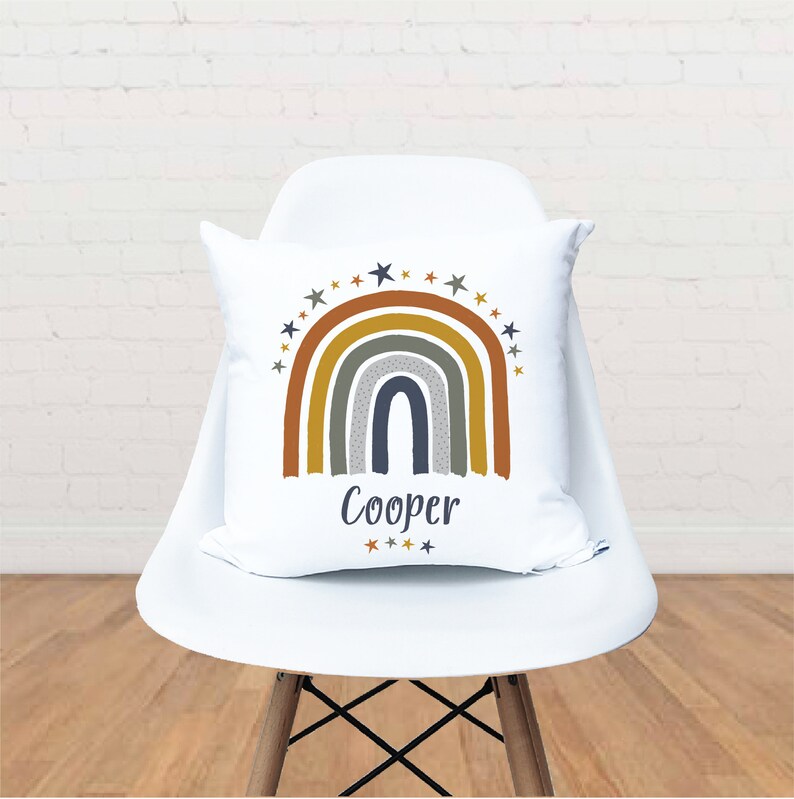 Earthy Rainbow Personalised Cushion Earthy Nursery Cloud Nursery Natural Nursery Decor Earthy Nursery Cushion Neutral Nursery Decor