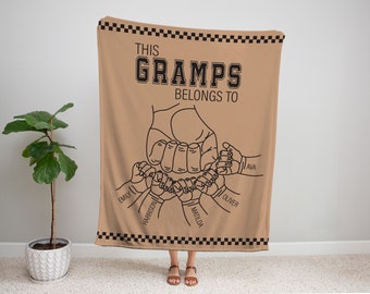 Personalised Gramps Blanket Custom Gramps Blanket Fist Bump Gift Grandpa Grandkids Names Birthday Grandpa Gift Fathers Day Name Blanket