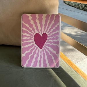 Härligt hjärtmönster Kindle-skal, estetiskt rosa Kindle-omslag för bokälskare, skyddande Kobo Clara/Libra-skal med konstverk