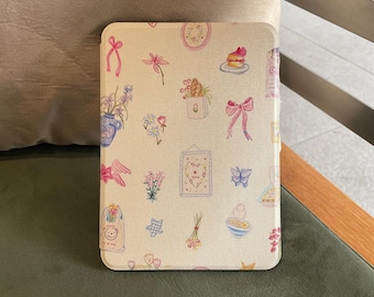 Estuche magnético desmontable para Kindle Girly con correa Estuche para Kobo con diseño de scrapbooking Art Regalo para amantes de los libros Estuche magnético desmontable para Kindle Paperwhite