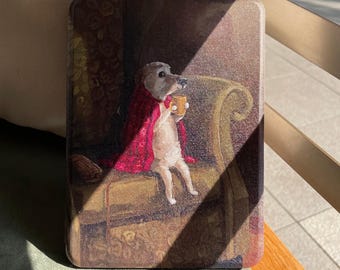 Funda para Kindle con diseño de perro con capa roja - Compatible con Kindle Paperwhite (12.ª/11.ª generación), Kobo Libra y Clara Color Cover con correa de mano para modelos de 6 y 7 pulgadas