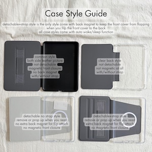 Girly Kindle Case Magnetic Detachable with Strap Scrapebook Art Kobo Case Gift for Book lovers Magnetic Detachable Kindle Paperwhite Case image 2
