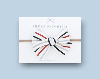 Girls 4th of July bows, red white and blue, patriotic bow, Independence Day bows, Stars and Stripes - American Stripes Petite Charle