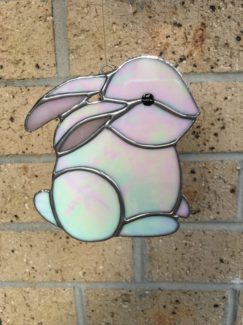 Bunny stained glass suncatcher Rabbit bunny rabbit white | Etsy
