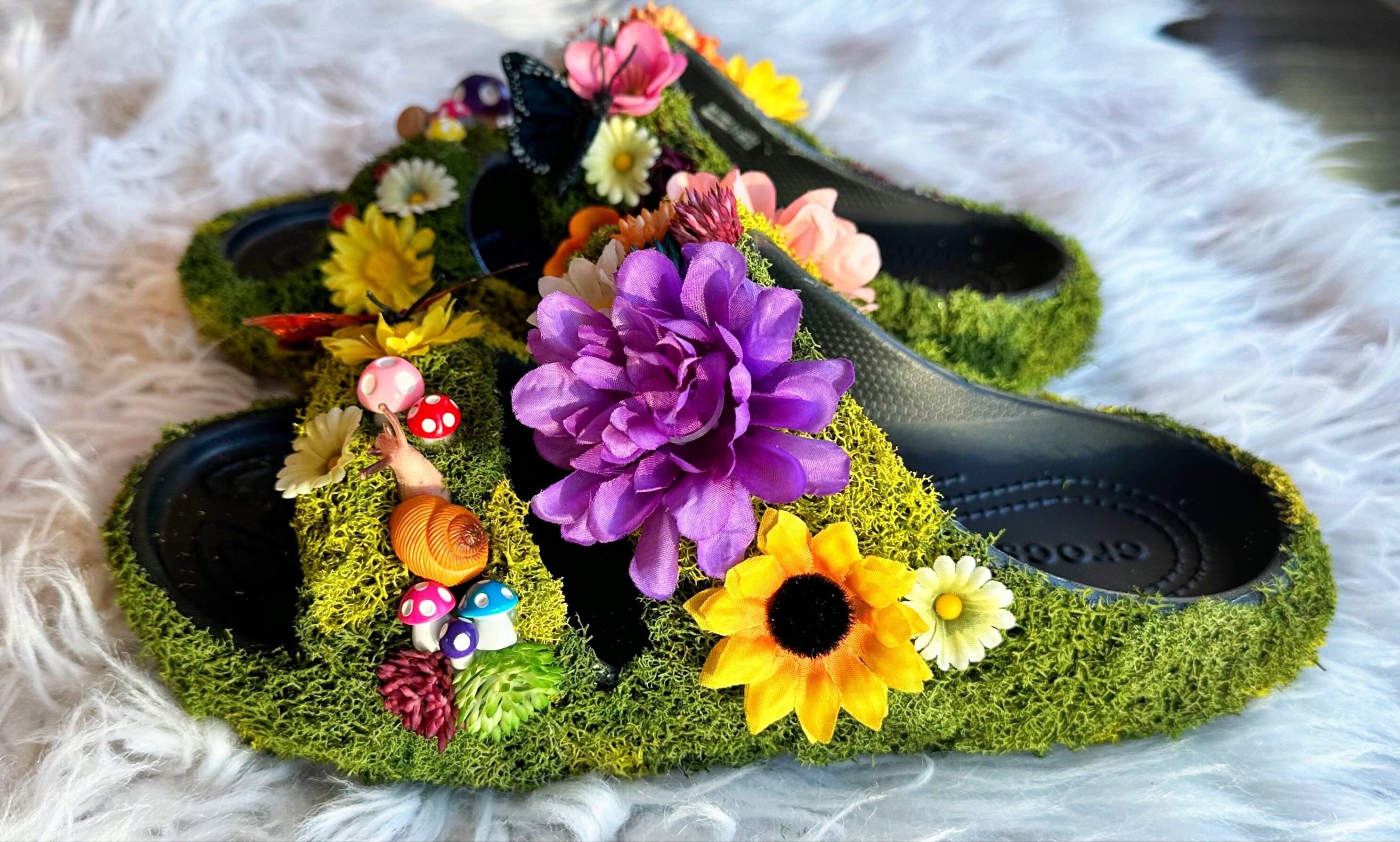 Custom Garden-inspired Crocs (moss Croc Slides) - Etsy display picture 1