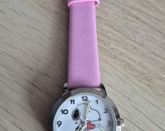 Snoopy Heart Watch Pink