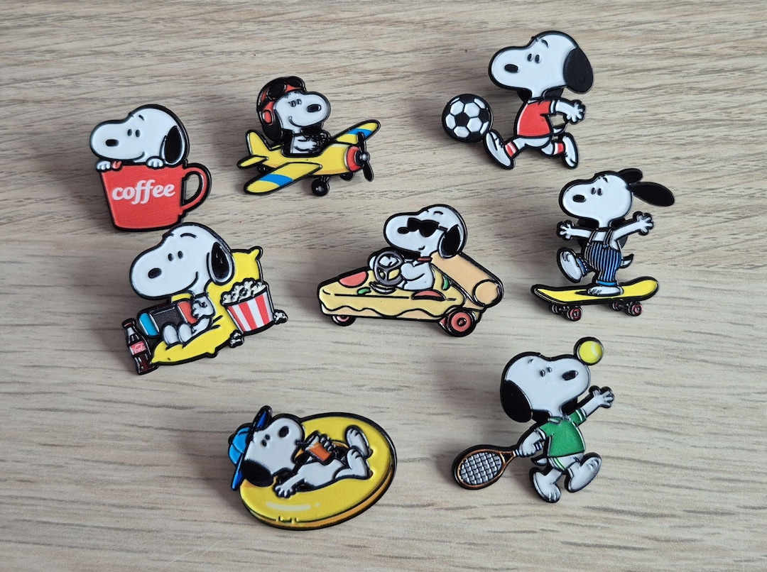 Snoopy Jacket Pin Snoopy Enamel Pin Set – Peanuts Character Metal Badge Collection 2 - Etsy