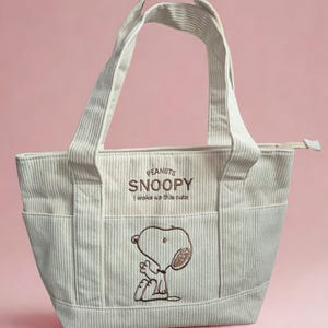 Creme Cord Snoopy Einkaufstasche