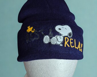 Vintage 1958 Snoopy Ice Skating Peanuts Beanie With Pom Pom  display picture 2