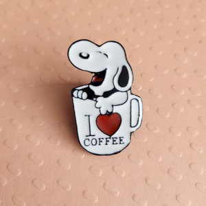 Snoopy "I Love Coffee" Pin | Metal & Enamel | Snoopy in a Mug