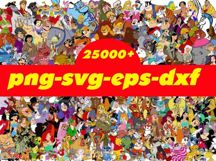 25000+ Cartoon Mega Bundle, Disney All Characters, Cartoon All characters, Anime, Super Hero Cartoon Bundle, Png/Svg/Eps/Dxf Digital