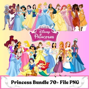Princesses PNG Cliparts Bundle, Watercolor Princess Clipart, Princess Movie Themed Clip Arts Collection, Beautiful Princess PNG