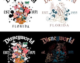 Disney World (Est. 1971, PNG), Disney World Florida (PNG), Ratón retro y amigos (PNG), Viaje familiar (PNG), Viaje Disney 2025 (PNG), Disney World (PNG)