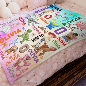 Custom Name Toy Story Blanket, Personalized Toy Story Blanket for Kids Baby, Cute Birthday Gift for Boys Girls, Nursery Decor, Cartoon Toy image 5