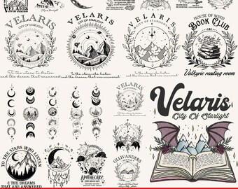 45+ Velaris City of Starlights Png Bundle, Acotar Velaris Png, The Night Court Png, Court of Dreams Png, SJM Merch Png, Fantasy Png, Bookish