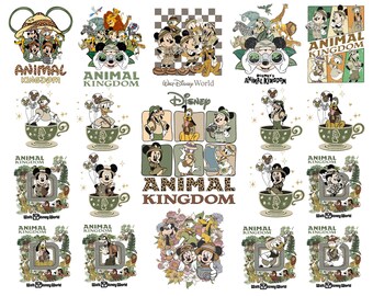 Paquete PNG de Animal Kingdom, Ratón leopardo y sus amigos PNG, Diseño de camiseta de safari, ¡Vamos a lo salvaje! PNG, Animal Kingdom vintage de Disney