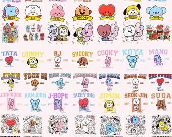 100+ BTS Member Png Bundle, BTS Music Kpop Png, BT21 png, Kpop Design, RM, Jin, Suga, J-Hope, Jimin, V, Jungkook, Gift for Fan