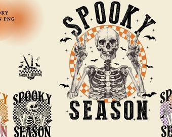Spooky Season Skeleton Png, Retro Halloween png, Funny Skeleton Png, Halloween skull png, trendy Halloween shirt design, retro png, spooky