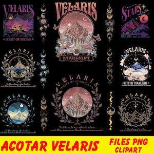 Pacchetto Png ACOTAR Velaris, Png La Corte della Notte, Png Velaris Città della Luce Stellare, Png Merch SJM, Png della Corte dei Sogni, Png Libresco