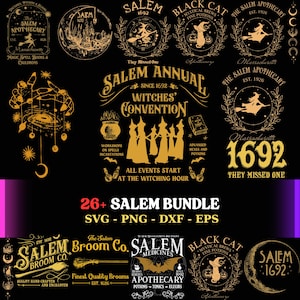 Salem Bundle Pack png,  salem 1692, Salem Massachusetts, Witches, Halloween, Spooky, Digital File, Instant Download, Cricut, Silhouette