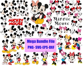 Mega Bundle Mouse Png-Svg, Mic.key Mouse PNG, Min.nie Mouse SVG Bundle, Mouse Head Svg, Dis.ney Mouse Png, Birthday Mouse, For Silhouette