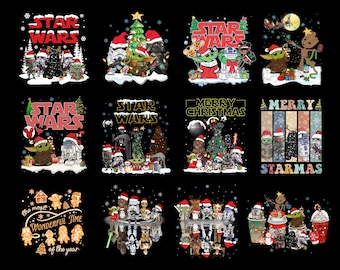 Star Wars kerst png-bundel, Galaxy's Edge vakantie png, Christmas Galaxy png, kerstfilm png, Merry Starmas png, familievakantie