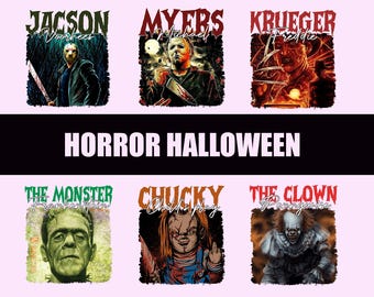 Halloween Friends Png Bundle, Halloween Characters Png, Scary Movie Png, Retro Horror Png, Halloween Trip 2025 Png, Ghost Halloween Png