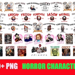 60+ Halloween Characters Png Bundle, Retro Halloween Movie Png, Halloween Friends Png, Scary Movie Png, Family Trip, Ghost Halloween
