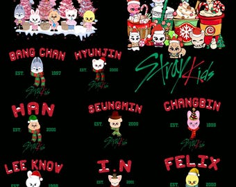 Stray Kids Christmas Png Bundle, Stray Kids Member Xmas Png, Cute