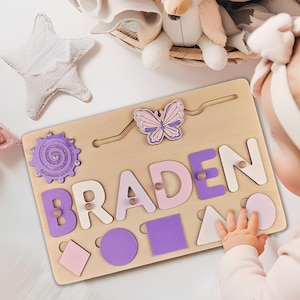 Personalized Name Puzzle: Wooden Busy Board, Sensory Toy