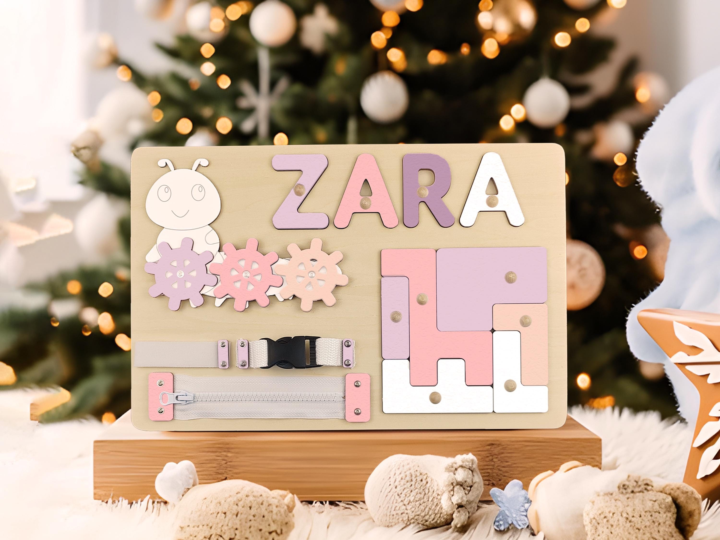 Name Puzzle Wooden Busy Board For Toddlers Personalized Gift Montessori Toys Wooden Sensory Activity Toy Baby 1st Birthday Christmas Gift