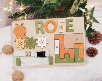 Wooden Name Puzzle Gift For Toddlers Personalized Montessori Toys Wooden Sensory Activity Toy Baby Christmas Gift 1st Birthday Gift