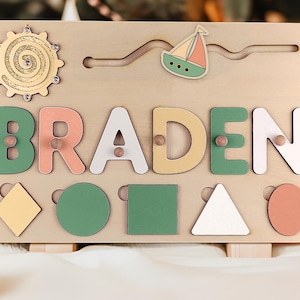 Baby Girl Name Puzzle Board Gift For Kids Toddler Wooden Toys 1 Year Old Gift Girl Nursery Decor First Christmas Gift Unique Newborn Gift