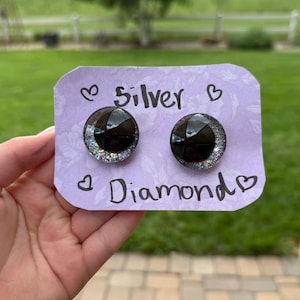 Hand-Painted Glittery Sinker Eyes For Crochet Plushies In The Color Silver Diamond