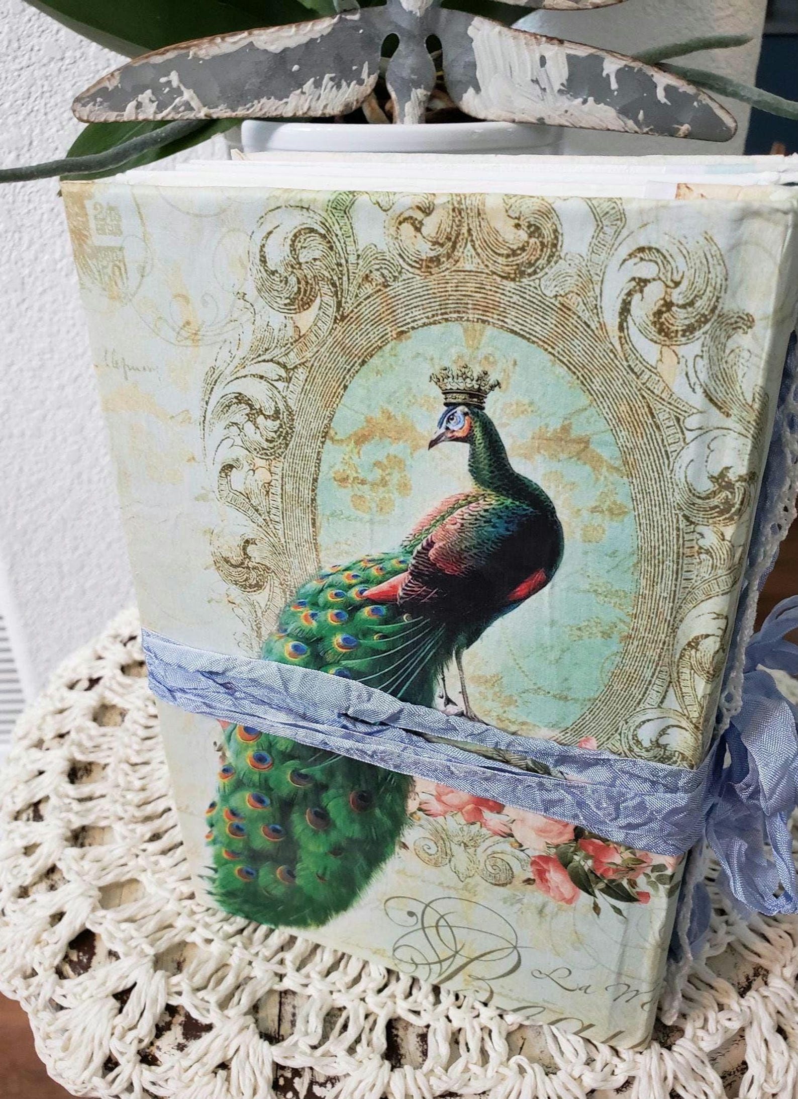 Handcrafted Shabby Chic Book Stack: Peacock Decor - Etsy