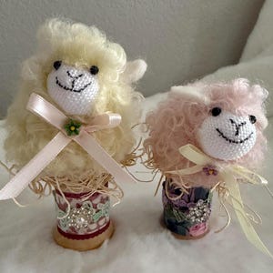 Adorable Sheep Atop a Sewing Bobbin-Pair of 2-Great Crafter Gift
