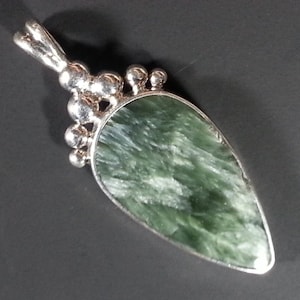 Beautiful Seraphinite and Sterling Silver Pendant