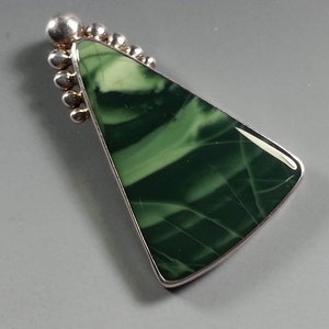Beautiful Green Imperial Jasper Pendant in Sterling Silver Setting image 1