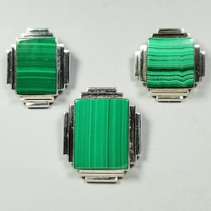 3 Sizes...Malachite and Sterling Silver Pendants in my Art Deco Style Settings