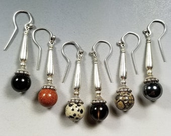 Choice of 6 Stones...Pretty Sterling Silver Earrings with Various Gemstones